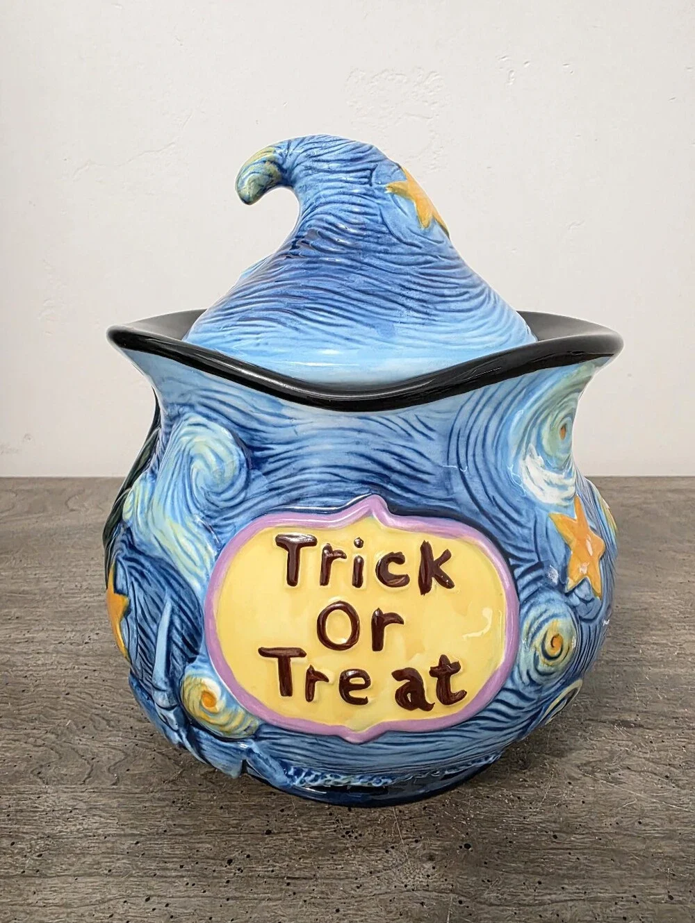 Corner Ruby Van Gogh Starry Night Trick or Treat Candy Cookie Jar Canister